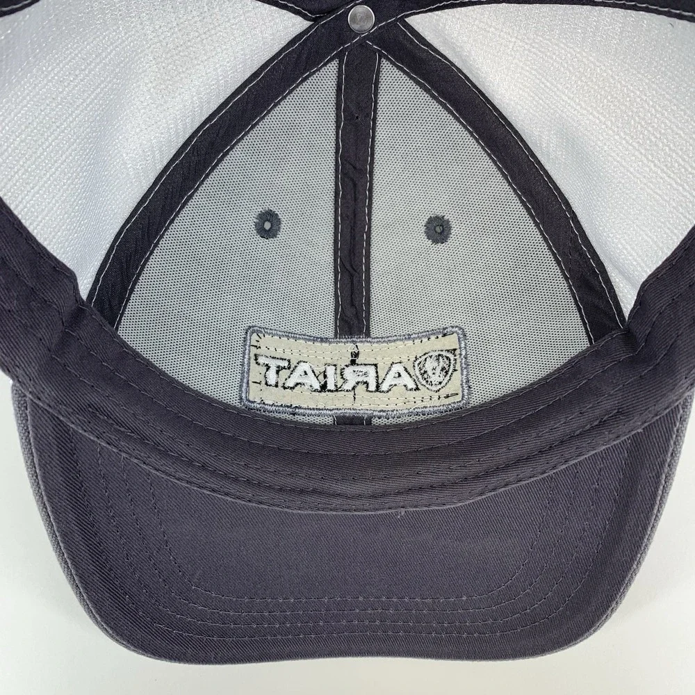 ARIAT Hat Gray White Mesh Adjustable Snapback OSFM Structured Baseball Cap